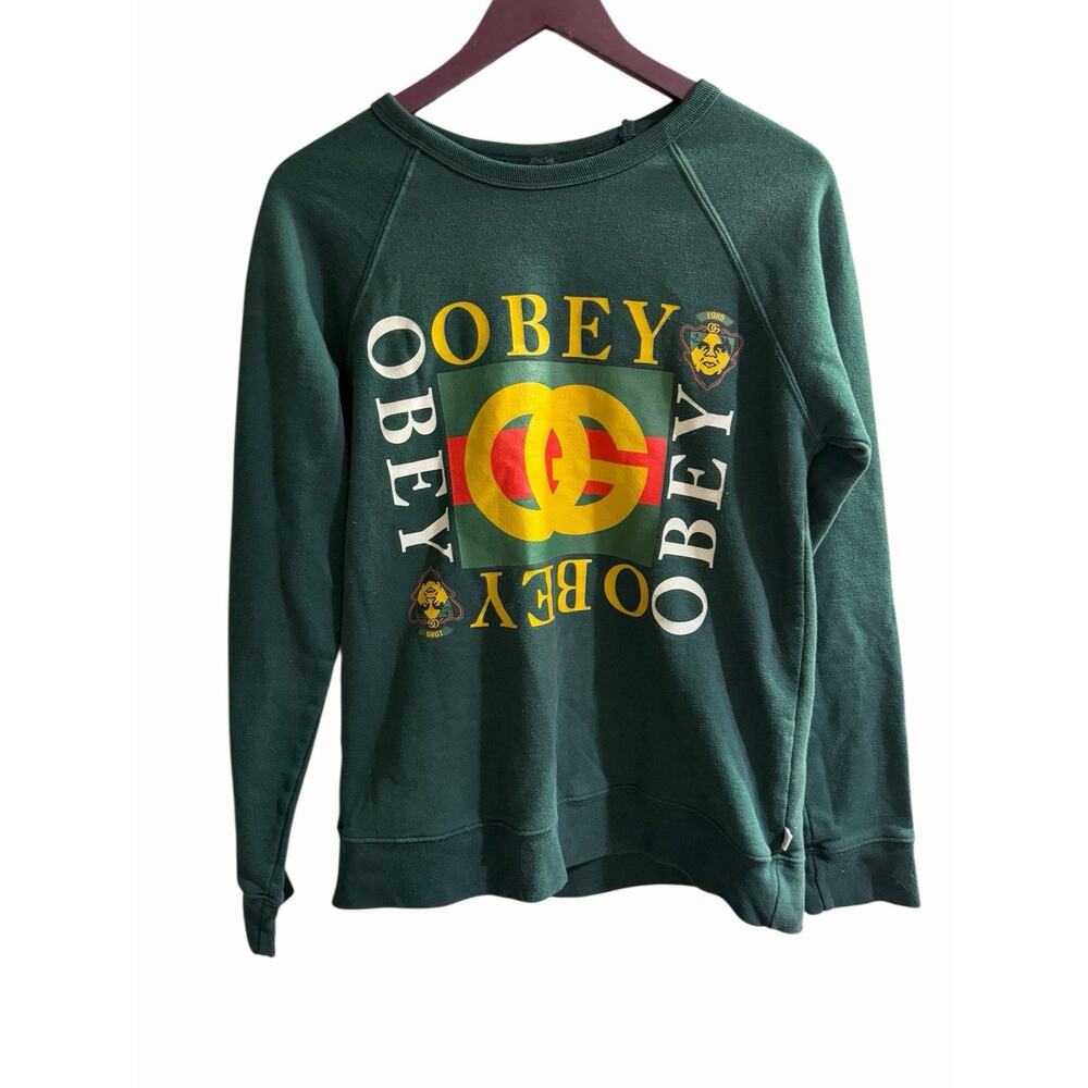 OBEY Propaganda Crewneck Sweater Gucci Spoof Parody Streetwear Spellout S Y2K